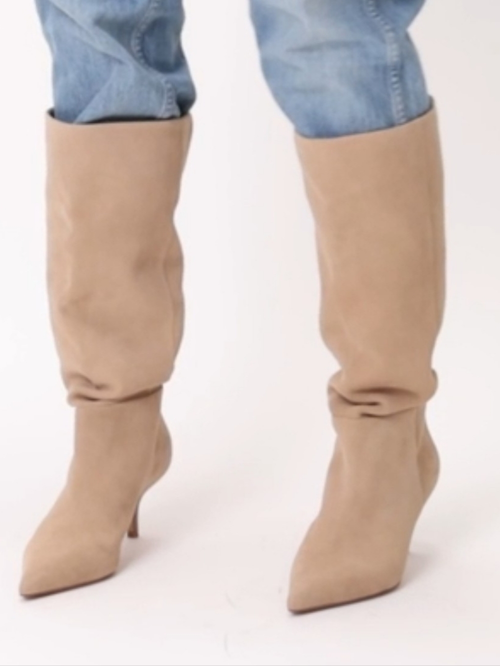 Vince Camuto Tan Suede Knee-High Pointed-Toe Boots - Picture 13 of 14
